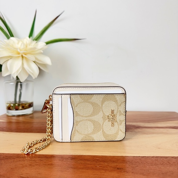 NWT Coach Zip Card Case In Signature Canvas - Picture 1 of 5